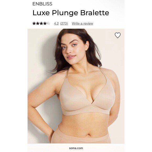 2 Soma Embliss Luxe Plunge Bralette Wireless Bra Bundle One NWT size XXL Nude - Picture 2 of 7